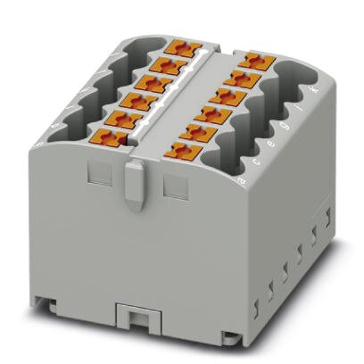 Phoenix Contact Finger-Safe Power Distribution Block; PTFIX 12X2.5 GY; 24A; 12-Pole; Push-In Terminals; 1/1 Line/Load Terminal Openings; Direct Mount
